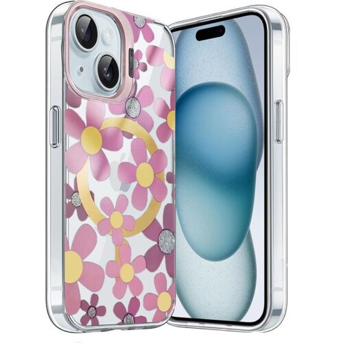 Θήκη Apokin Stash Stand Flowers MagSafe Clear Rose iPhone 15