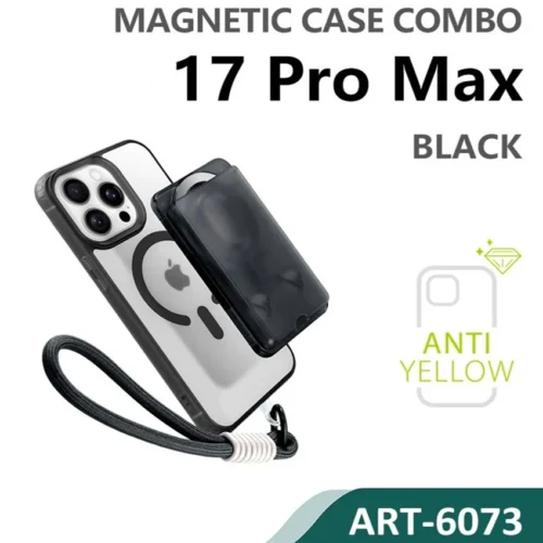 Θήκη Siipro 3in1 Magsafe Set Wallet & Wrist Strap Clear Black iPhone 17 Pro Max