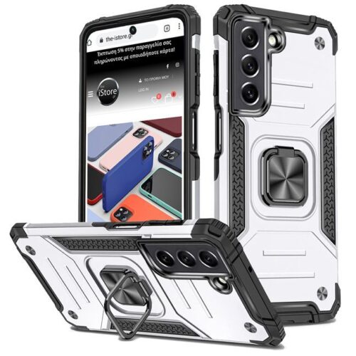 Armor Ringstand Case Silver Samsung Galaxy S21 FE 5G