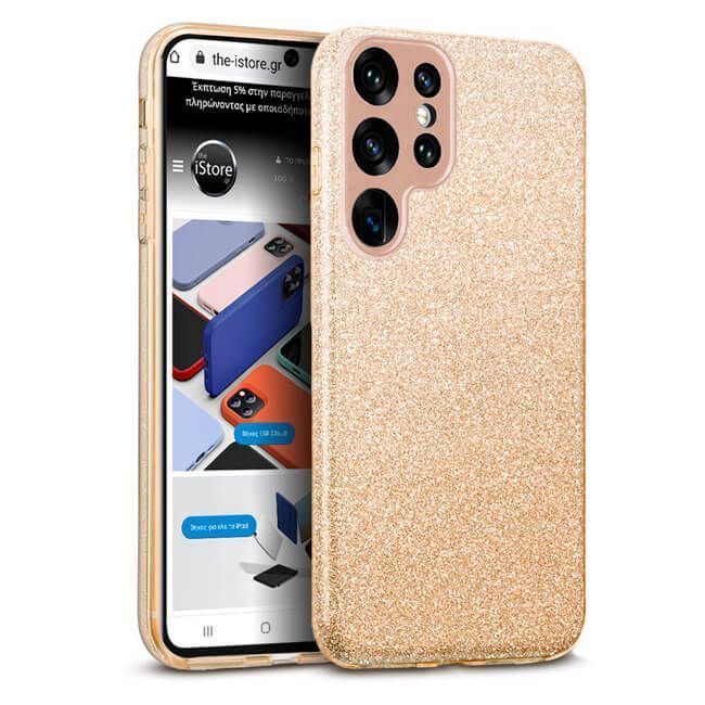Θήκη Hybrid Strass Gold Samsung Galaxy S24 Ultra