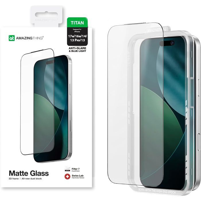 Amazingthing Titan Filter 7 Matte Anti-Reflection Tempered Glass iPhone 17e/16e/14/13
