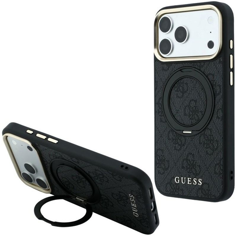 Θήκη Guess Ring Stand 360 4G Classic Logo Magsafe Black iPhone 18 Pro Max/17 Pro Max