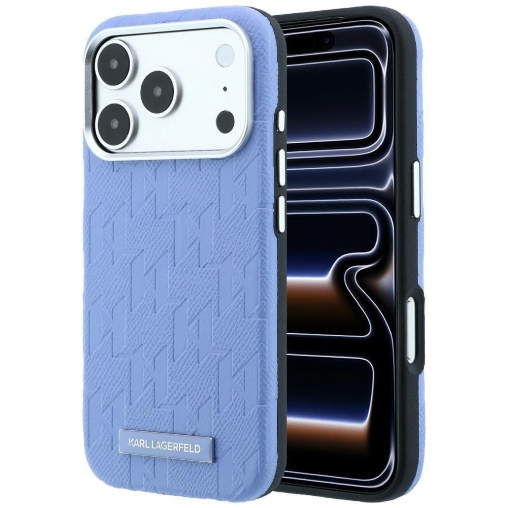 Θήκη Karl Lagerfeld Grained Mono Resin Logo MagSafe Blue iPhone 18 Pro Max/17 Pro Max