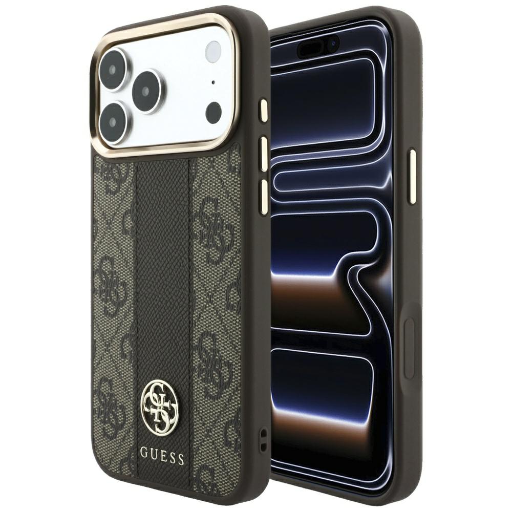Θήκη Guess 4G Stripe Round Classic Logos Magsafe Brown iPhone 18 Pro Max/17 Pro Max