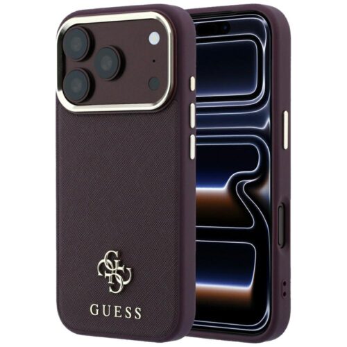 Θήκη Guess Saffiano Small 4G Classic Logo Magsafe Burgundy iPhone 18 Pro/17 Pro