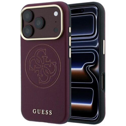 Θήκη Guess Perforated 4G Gold Logo Magsafe Burgundy iPhone 18 Pro Max/17 Pro Max