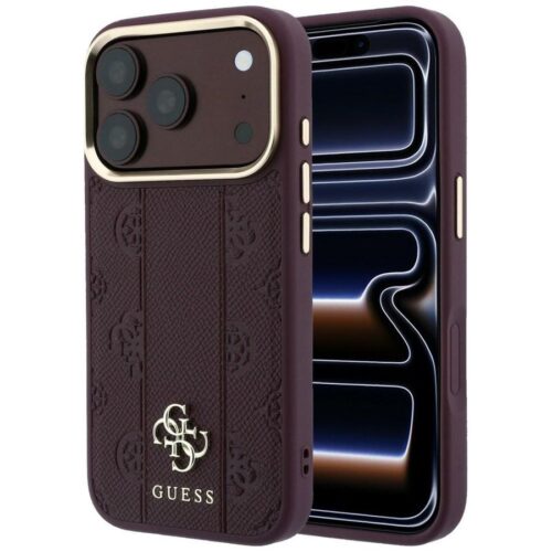 Θήκη Guess Stripe Peony 4G Logo Magsafe Burgundy iPhone 18 Pro/17 Pro