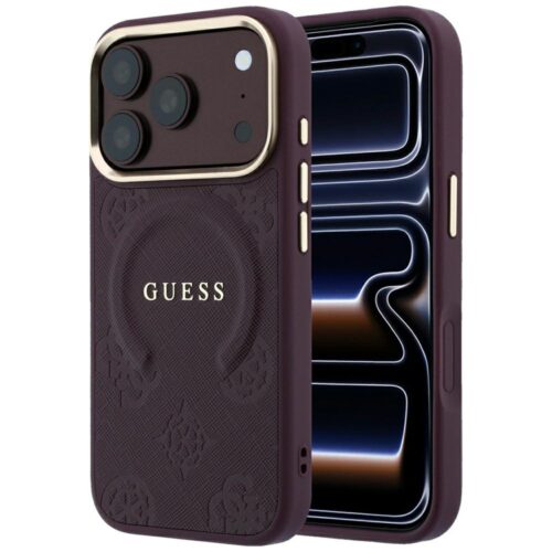 Θήκη Guess Saffiano Peony & Ring Magsafe Burgundy iPhone 18 Pro/17 Pro