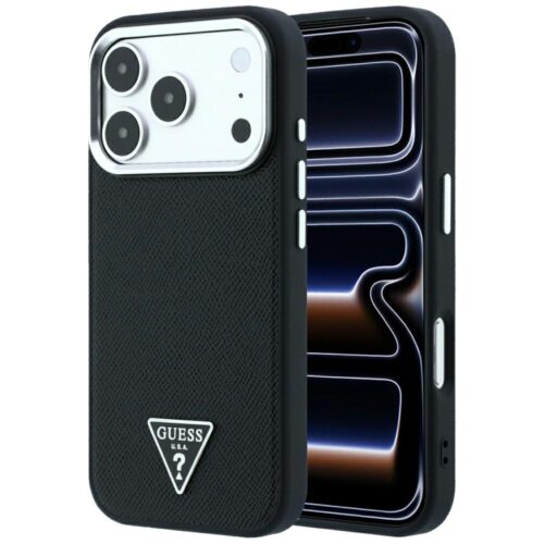 Θήκη Guess Grained Triangle Logo Magsafe Black iPhone 18 Pro Max/17 Pro Max