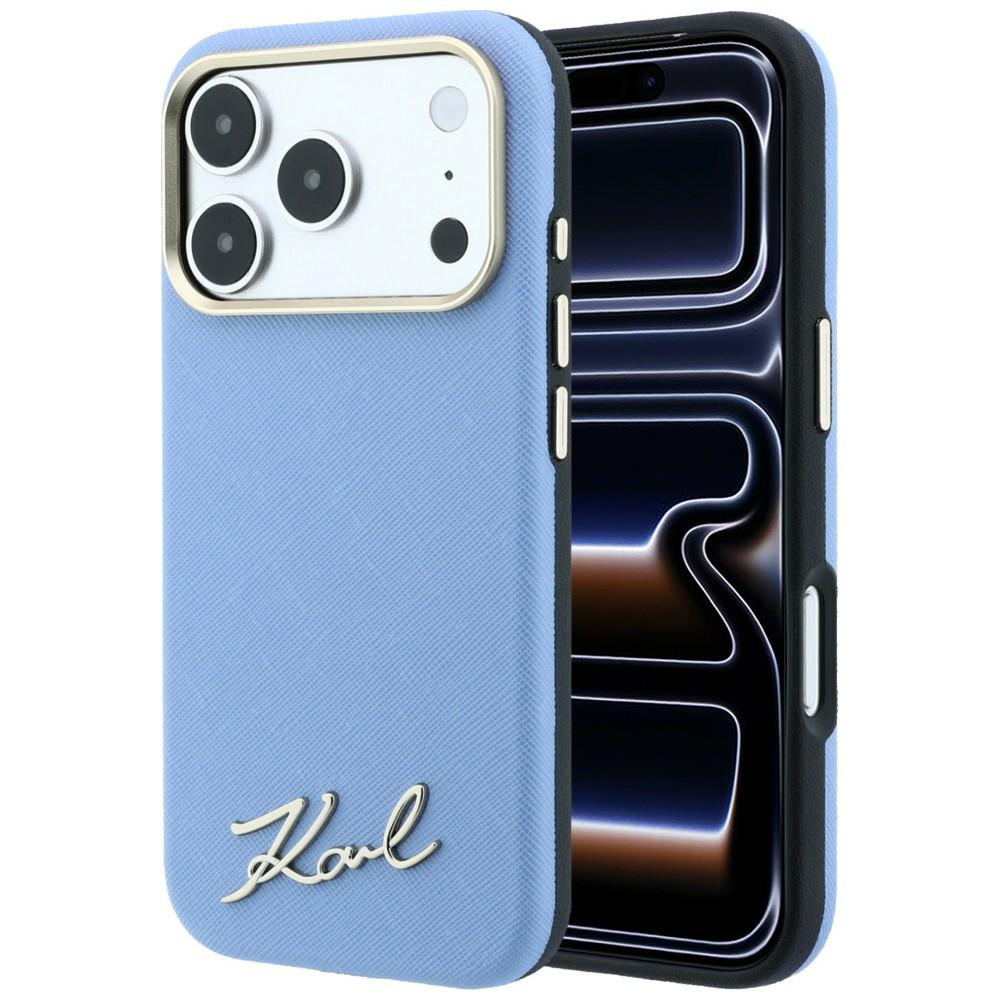Θήκη Karl Lagerfeld Saffiano Small Script Metal Logo MagSafe Blue iPhone 18 Pro Max/iPhone 17 Pro Max