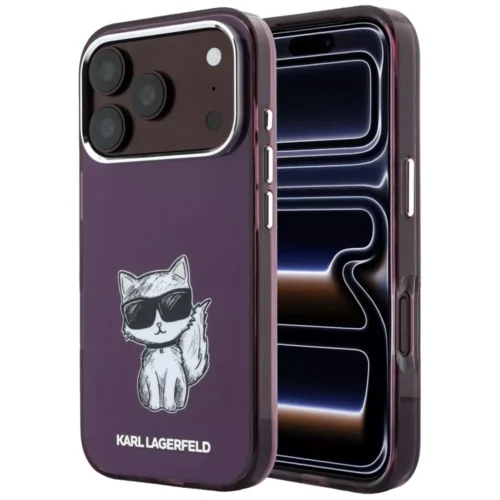 Θήκη Karl Lagerfeld IML Choupette Body Sketch Print MagSafe Burgundy iPhone 18 Pro/iPhone 17 Pro
