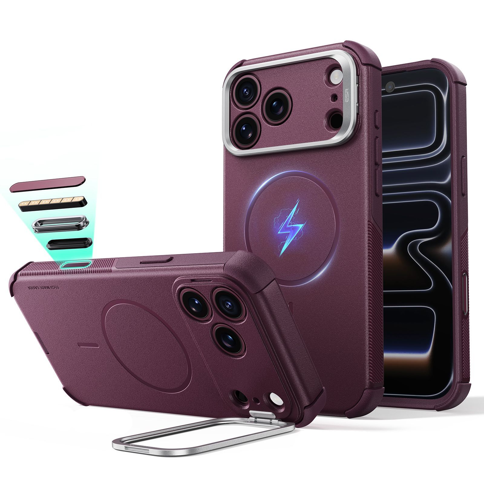 Θήκη ESR Cyber Tough Flex Stand Magsafe Burgundy iPhone 18 Pro Max/17 Pro Max