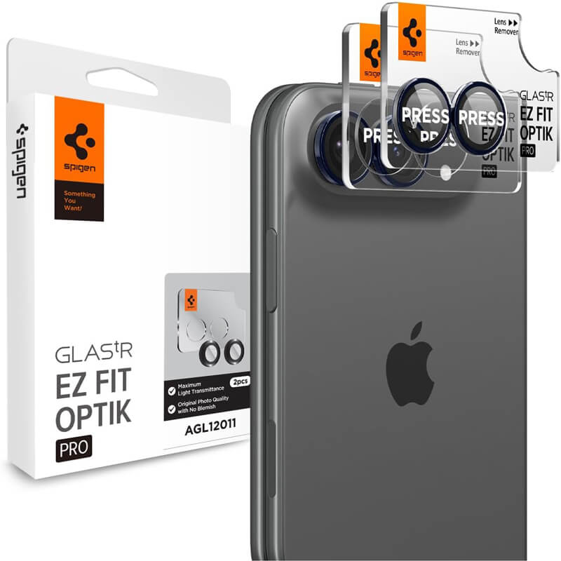 (2-Pack) Spigen Glass tR EZ Fit Optik Pro Camera Lens Protector Night Sky iPhone Duo