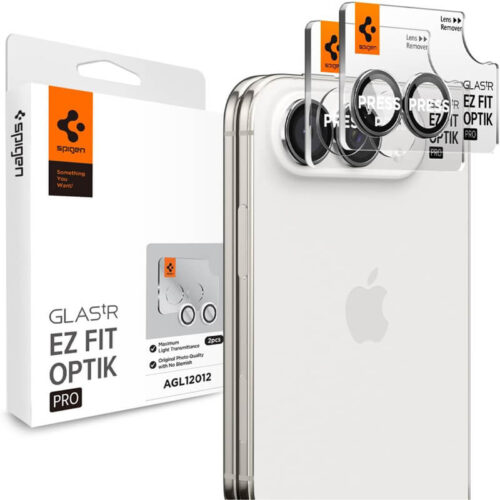 (2-Pack) Spigen Glass tR EZ Fit Optik Pro Camera Lens Protector Star White iPhone Duo