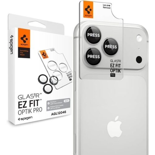 (2-Pack) Spigen Glass tR EZ Fit Optik Pro Camera Lens Protector Silver iPhone 18 Pro Max/18 Pro