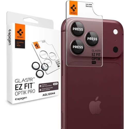 (2-Pack) Spigen Glass tR EZ Fit Optik Pro Camera Lens Protector Burgundy iPhone 18 Pro Max/18 Pro