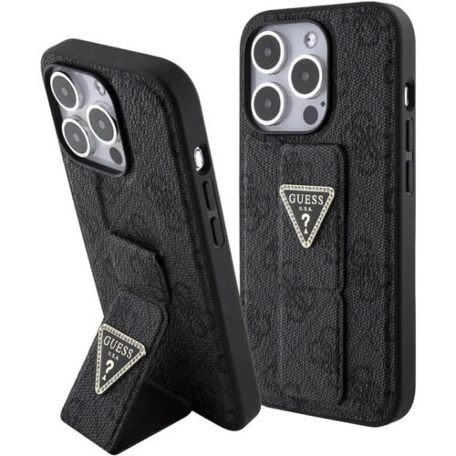 Θήκη Guess Grip Stand 4G Triangle Strass Black iPhone 15 Pro Max