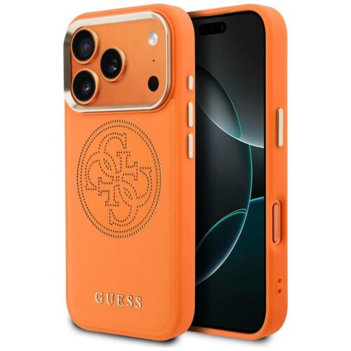 Θήκη Guess Perforated 4G Gold Logo Magsafe Orange iPhone 17 Pro Max