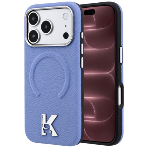 Θήκη Karl Lagerfeld Grained Leather Embossed Ring MagSafe Light Blue iPhone 18 Pro Max/17 Pro Max