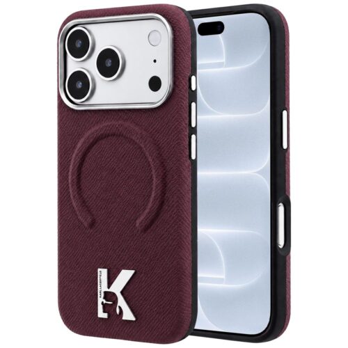 Θήκη Karl Lagerfeld Grained Leather Embossed Ring MagSafe Burgundy iPhone 18 Pro Max/17 Pro Max