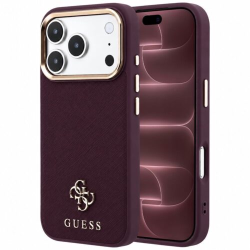 Θήκη Guess Saffiano Small 4G Classic Logo Magsafe Burgundy iPhone 18 Pro Max/17 Pro Max