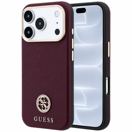 Θήκη Guess Grained Round Strass Logo Magsafe Burgundy iPhone 18 Pro Max/17 Pro Max
