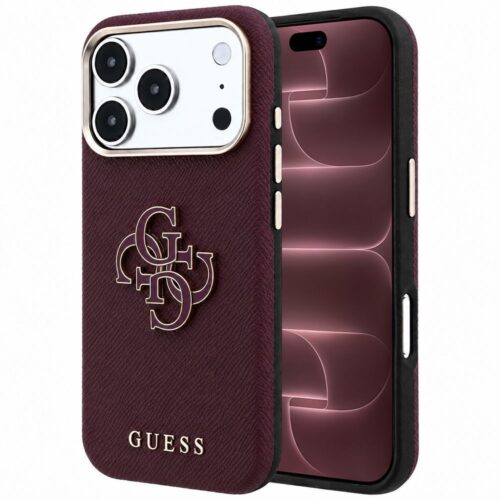 Θήκη Guess Grained Big Resin Logo Burgundy iPhone 18 Pro Max/17 Pro Max