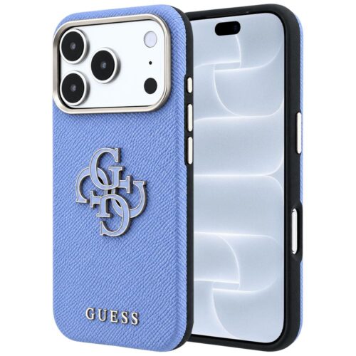 Θήκη Guess Grained Big Resin Logo Blue iPhone 18 Pro Max/17 Pro Max