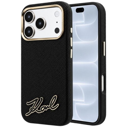 Θήκη Karl Lagerfeld Grained Resin Signature Logo MagSafe Black iPhone 18 Pro/iPhone 17 Pro