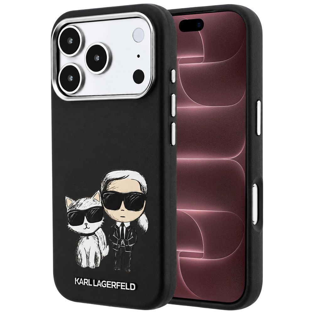 Θήκη Karl Lagerfeld Smooth Leather KC Bodies Sketch MagSafe Black iPhone 18 Pro Max/17 Pro Max