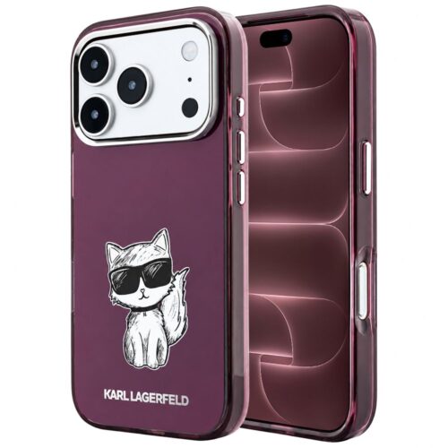 Θήκη Karl Lagerfeld IML Choupette Body Sketch Print MagSafe Burgundy iPhcone 18 Pro Max/iPhone 17 Pro Max