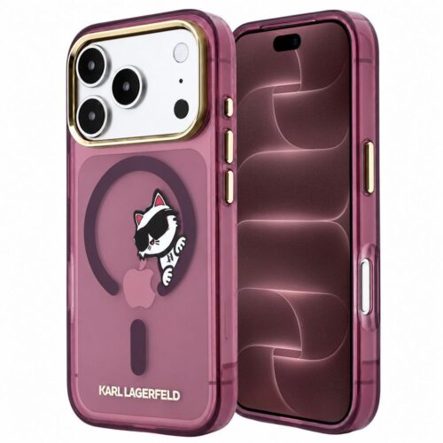 Θήκη Karl Lagerfeld IML Peekaboo Print Choupette MagSafe Burgundy iPhone 18 Pro Max/17 Pro Max